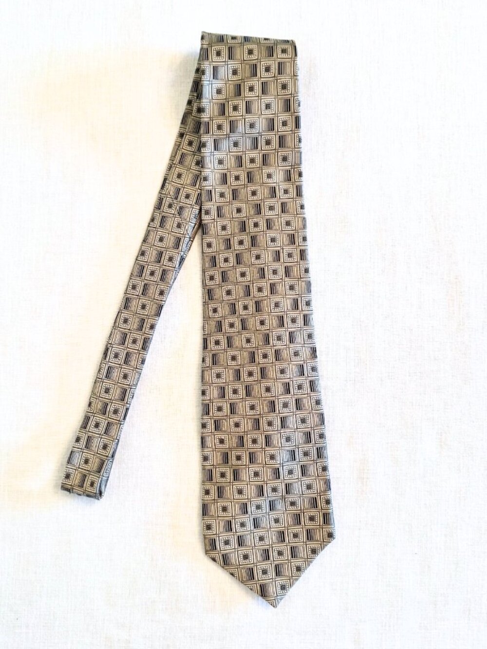 Vintage Burma Bibas Silk Tie 64in Extra Long Executive Geometric Necktie